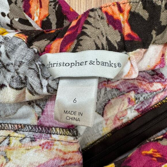 Women’s Skirt Size 6 Floral Abstract Print Pink Brown Yellow Fall Boho Hippie - Picture 4 of 4